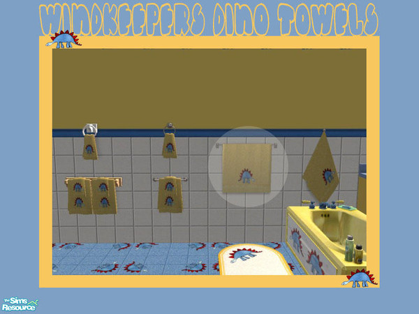 Sims 2 — Windkeeper Dino Towel by Shakeshaft — Part of the Dino Bathroom set to match the Dino Bedroom set, bright