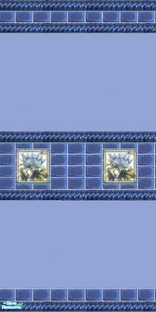 Sims 2 — Blue Peony Tile Narrow Backsplash by amythestfenix — Powder blue paint with a narrow backsplash featuring