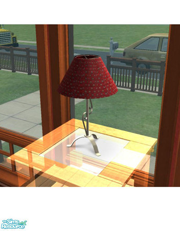 Sims 2 — Cheap Lamp Recolors - Red by agaliha5 — a red lamp with dark blue small circles.