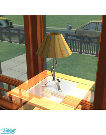 Sims 2 — Cheap Lamp Recolors - Sunshine by agaliha5 — Yellow, Orange, Blue, and red stripes.
