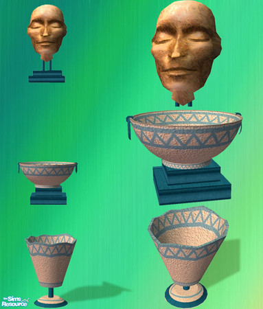Sims 2 — Sierra Vista Mask and Pottery by dancingaphrodite — A recolor of Cashcraft's Asian Inspired Deco Mask Set! I