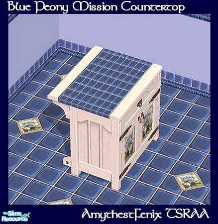 Sims 2 — Blue Peony Mission Countertop by amythestfenix — The Maxis Mission countertops recolored with lapis tile. Feel