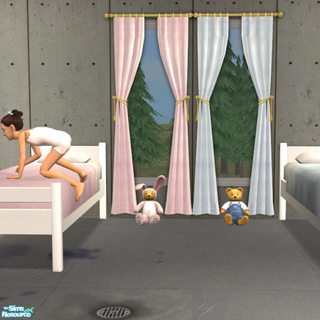 Sims 2 — Oh Baby Blue Curtain by DOT — Oh Baby Blue Curtain Out of The Box Lamp, Little Sim Changing Locker, Cement wall