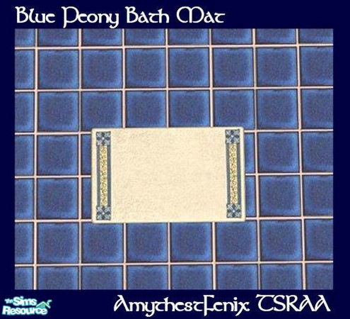 Sims 2 — Blue Peony Bathmat by amythestfenix — The Maxis bathmat recolored in creamy white with blue borders. Feel free