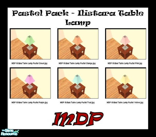 Sims 2 — MDP Pastel Pack Ilistara Lamps by MelandStv — There are 6 colourful lamp shades in this set. Part of my Pastel