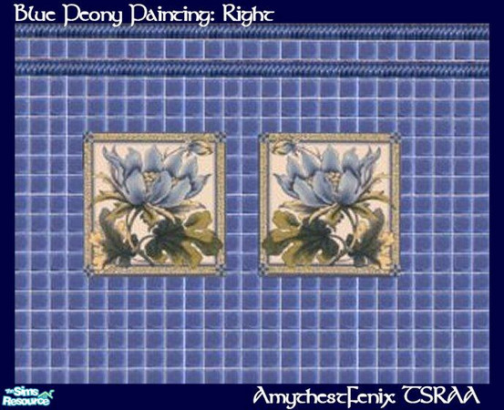 Sims 2 — Blue Peony Painting: Right by amythestfenix — The Maxis "B Stroke" painting recolored with the