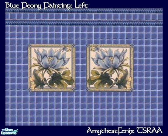Sims 2 — Blue Peony Painting: Left by amythestfenix — The Maxis "A Stroke" painting recolored with the