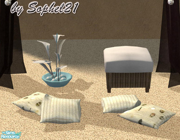 Sims 2 — Pillows - white/gold by Sophel21 — pillows which based on the grandiose mesh from Sunair. There are deco and you