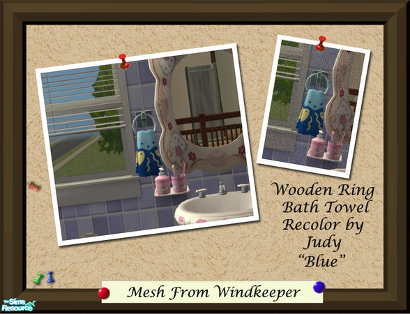Sims 2 — Judy OFB WoodenRing Bath Towel Blue by judyhugsnoopy — Recolor of "Windkeeper OFB Wooden Ring Bath