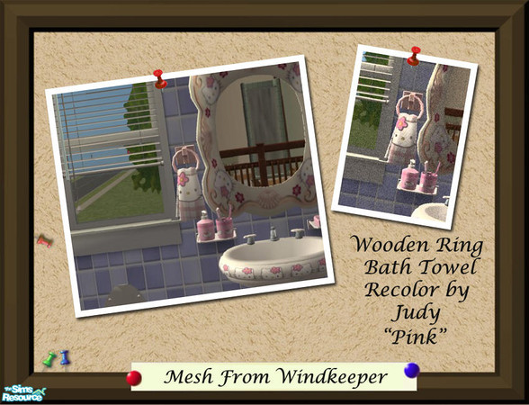 Sims 2 — Judy OFB WoodenRing Bath Towel Pink by judyhugsnoopy — Recolor of "Windkeeper OFB Wooden Ring Bath