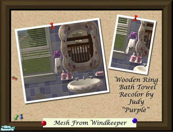 Sims 2 — Judy OFB WoodenRing Bath Towel Purple by judyhugsnoopy — Recolor of "Windkeeper OFB Wooden Ring Bath