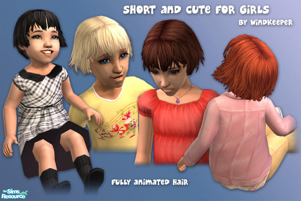 Sims 2 — Short and Cute for Gilrs by Windkeeper — Short and cute hairstyle modified to be used by toddlers and little