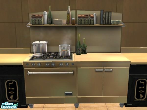 Sims 2 — Pharaoh's Restaurant - Stove by luvs10s — Golden restaurant cooker for Pharaoh's.