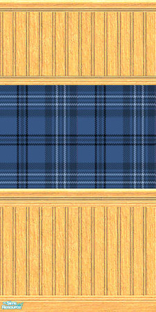 Sims 2 — nm BeadBoard Blue Plaid by Henwen — Beadboard in a golden wood with two floors to match. ~TSRAA~