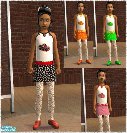 Sims 2 — Bibi Collection by camelia111 — 4 skirts and 4 tops for girls.