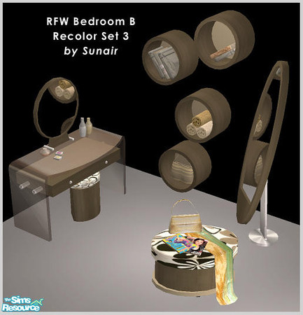 Sims 2 — RFW Bedroom B - Recolor set 3 by Sunair — RFW Bedroom B - Recolor set 3 (darkwood)