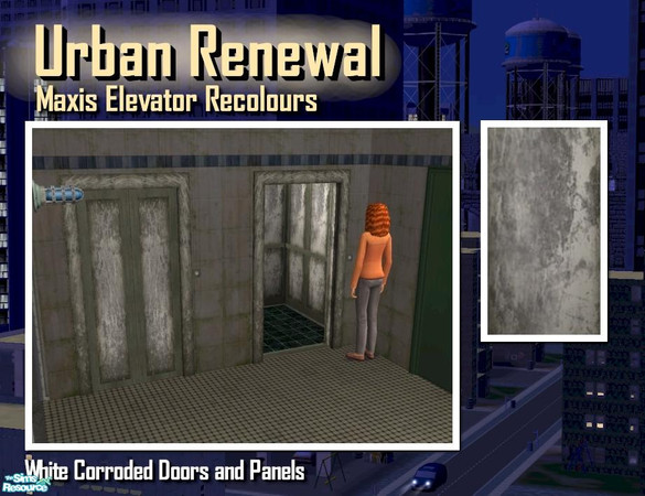 Sims 2 — Elevator corroded white metal door panel by Cyclonesue — This is the panel (not the metal trim) of the elevator