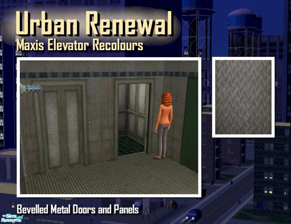 Sims 2 — Elevator bevelled metal door panels by Cyclonesue — This is the panel (not the metal trim) of the elevator in