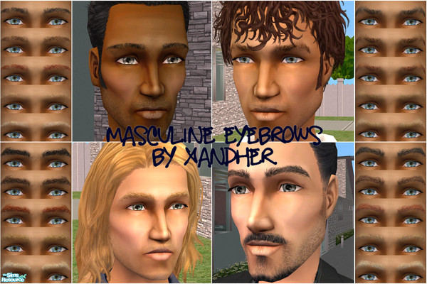 Sims 2 — Masculine Eyebrows by Xandher by Xandher — A realistic collection of four different eyebrow types for your