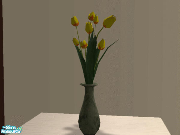 Sims 2 — Yellow/Orange Tulips with Green Vase by wimpy1968 — More colors for your floral workstation.