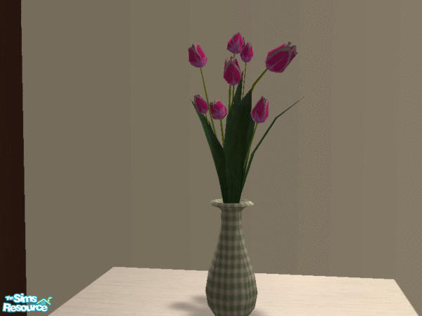 Sims 2 — Pink Tulips with Checkered Vase by wimpy1968 — More colors for your floral workstation.
