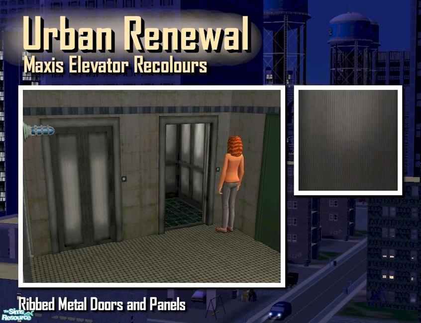 The Sims Resource - Elevator ribbed steel door panel