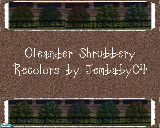 Sims 2 — Oleander Shrub Recolors by jembaby04 — Redecorate your gardens with these 10 new Oleander shrub recolors.