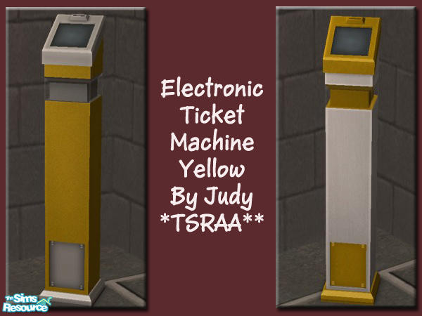 Sims 2 — Judy_Electronic Ticket Machine Yellow by judyhugsnoopy — Recolor of Maxis Electronic Ticket Machine. Hope you