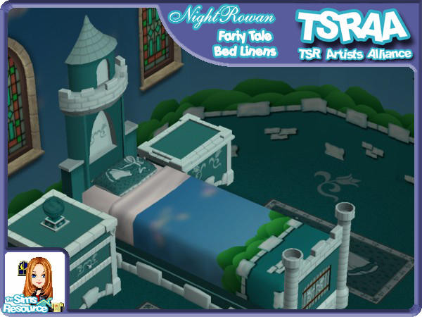 Sims 2 — Fairy Tale Bed Linens - Teal by NightRowan — Can't seem to find the perfect sheets to match your new Fairy Tale