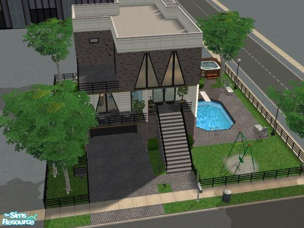 Sims 2 — Modern Quaint by Galloandre — A quaint, modern urban residential treasure for a small family! Get the invisible