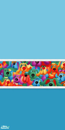 Sims 2 — Red's Colorful Pups Nursery Blue Wall by red1060 — Red's Colorful Pups Nursery Blue Wall