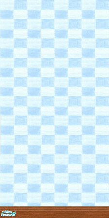 Sims 2 — Monster Set Walls - Blue Check #7 by pegasussims — Blue Check Wallpaper with brown base board.