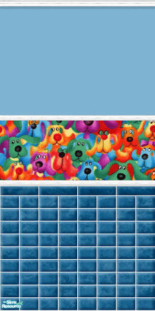 Sims 2 — Red's Colorful Pups Tiled Bathroom Wall by red1060 — Red's Colorful Pups Tiled Bathroom Wall