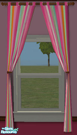 Sims 2 — Red's Striped Pink Curtains by red1060 — Red's Striped Pink Curtains