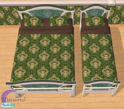 Sims 2 — D2DPaisley Green Bedding by D2Diamond — Maxis Green Paisley bedding. ... (The Soma Glass frame comes from the