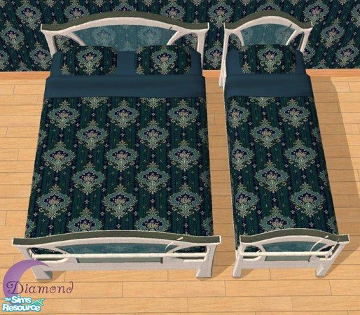 Sims 2 — D2DPaisley Dark Blue Bedding by D2Diamond — Dark Blue Paisley bedding. ... (The Soma Glass frame comes from the