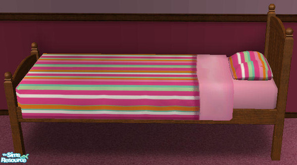 Sims 2 — Red's Striped Pink Bed Frame by red1060 — Red's Striped Pink Bed Frame