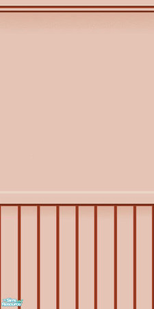 Sims 2 — Coral Wall with Wainscoting by 404Savant — Pastel wainscot wall, painted to match art deco wallpaper and floors.