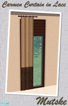Sims 2 — Carmen Curtain in Lace - Long Left by Mutske — Recolor of my set Carmen Curtains. In brown Lace with Leather.