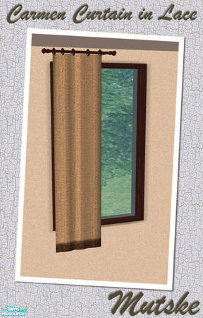 Sims 2 — Carmen Curtain in Lace - Short Left by Mutske — Recolor of my set Carmen Curtains. In brown Lace with Leather.