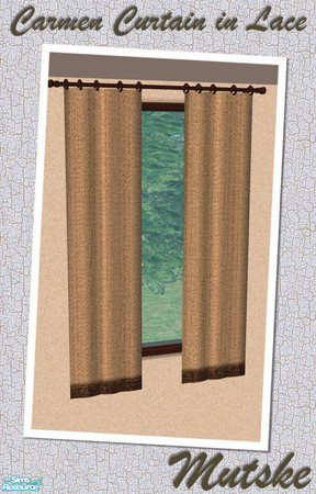 Sims 2 — Carmen Curtain in Lace - Short by Mutske — Recolor of my set Carmen Curtains. In brown Lace with Leather. Works