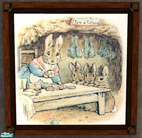 Sims 2 — Mrs. Josephine Rabbit & Family by dancingaphrodite — Charming Beatrix Potter print featuring Mrs. Rabbit and