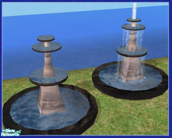 Sims 2 — Fantasy Garden - Fountain by NewSimSimGirl — Crisp blue water flowing from a modern fountain. You may clone,