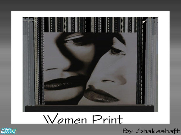 Sims 2 — Women Print by Shakeshaft — Part of a modern bedroom set with a Black and White theme,most items are TSRAA