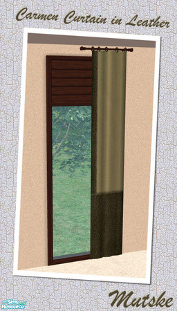 Sims 2 — Carmen Curtain in Leather - Long Right by Mutske — Recolor of my set Carmen Curtains. In green Leather.