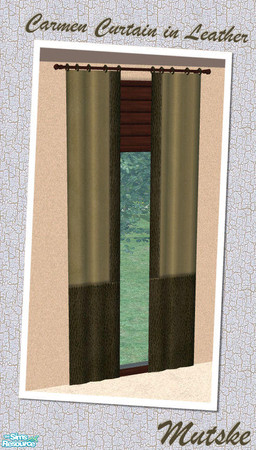 Sims 2 — Carmen Curtain in Leather - Long by Mutske — Recolor of my set Carmen Curtains. In green Leather.