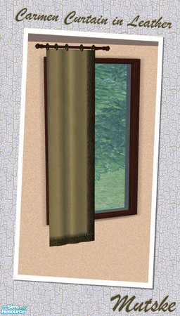 Sims 2 — Carmen Curtain in Leather - Short Left by Mutske — Recolor of my set Carmen Curtains. In green Leather.