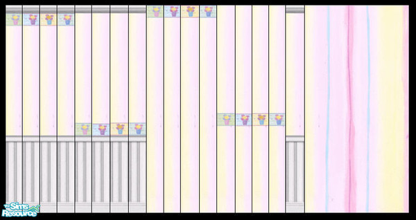 Sims 2 — Pink & Cream Wallpaper Set by pegasussims — All the walls in this set feature the Pink & Cream wallpaper
