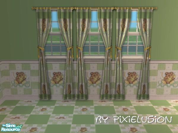 Sims 2 — Bedtime bear curtains by pixielusion — Curtains done with bear design
