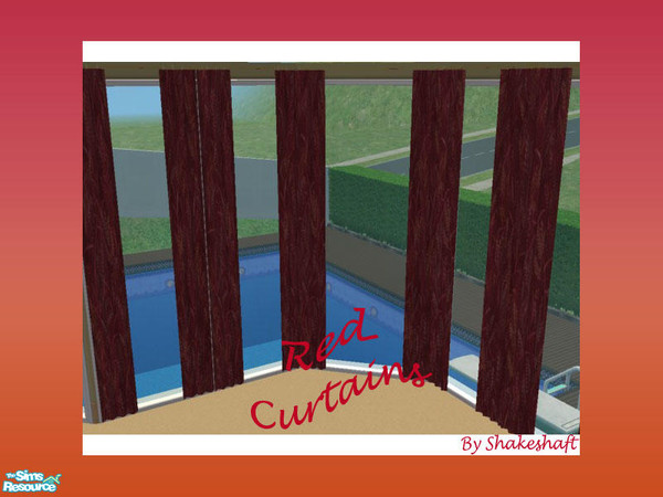 Sims 2 — Red Curtains by Shakeshaft — Part of the Recolour of Betterbesim's Arcadia set, with Curtains by Mutske. All in